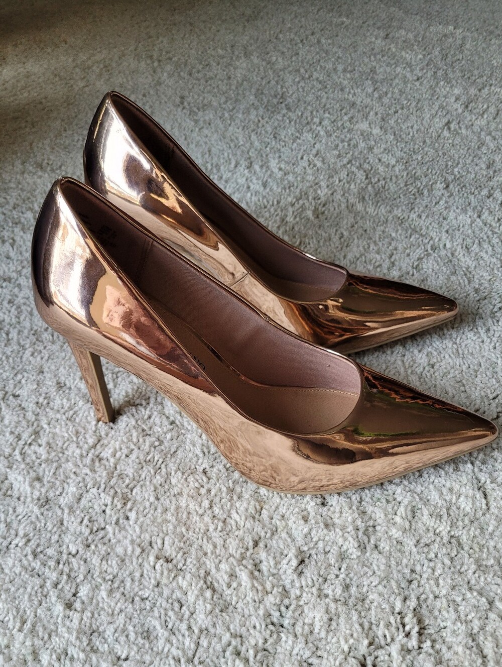 Women’s Metallic Rose Gold Pointed-Toe Pumps 4" Heels 8
